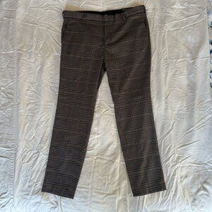 Men's H&M Brown Skinny Fit Glen Check Pants Size 36 NWT